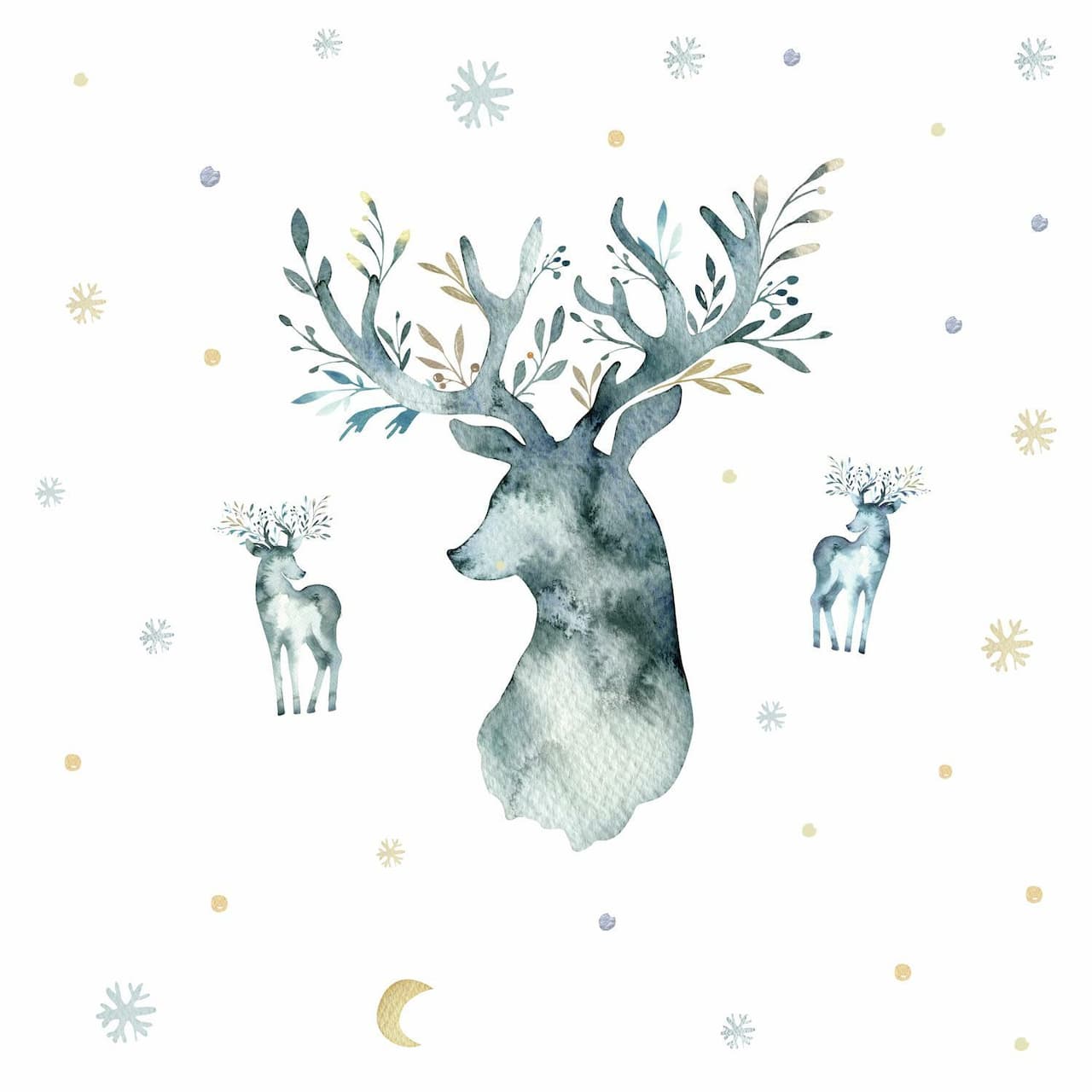 RoomMates Watercolor Winter Deer Peel & Stick Giant Decals